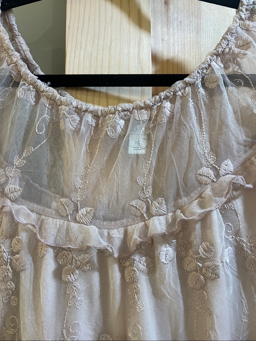 Cato Blush Sheer Embroidered lace Peasant Blouse size x large - Picture 2 of 9